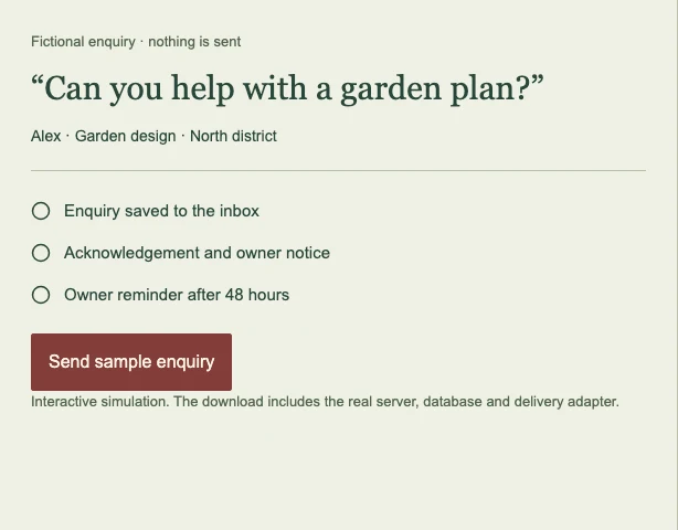 Client Enquiry Kit sample workflow: save, acknowledge and remind